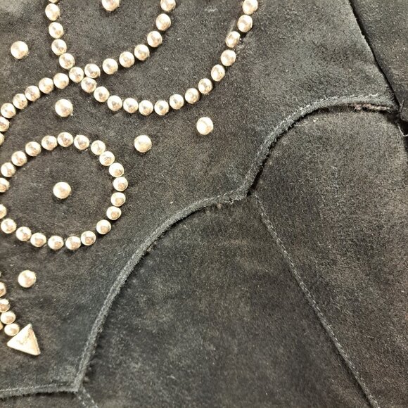 NWT VTG Cripple Creek S Black Leather Suede Jacket Metal Stud Embellish Cropped - Picture 8 of 11